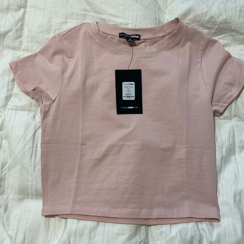 Pink crop top shirt, NEVER WORN